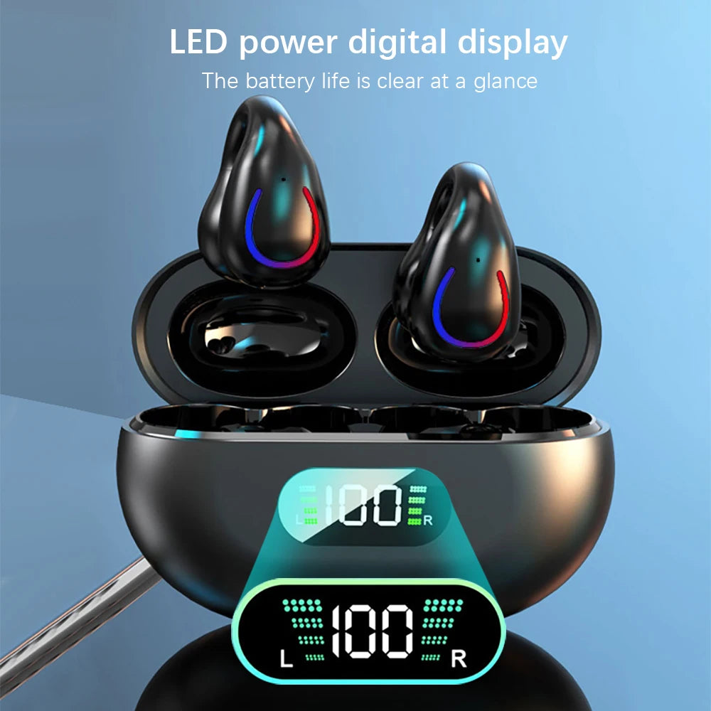 GREATWALL Wireless Bluetooth Earphones Earhook HIFI Headphones Stereo Sound Sports Headset HD Call Earbuds LED Digital Display