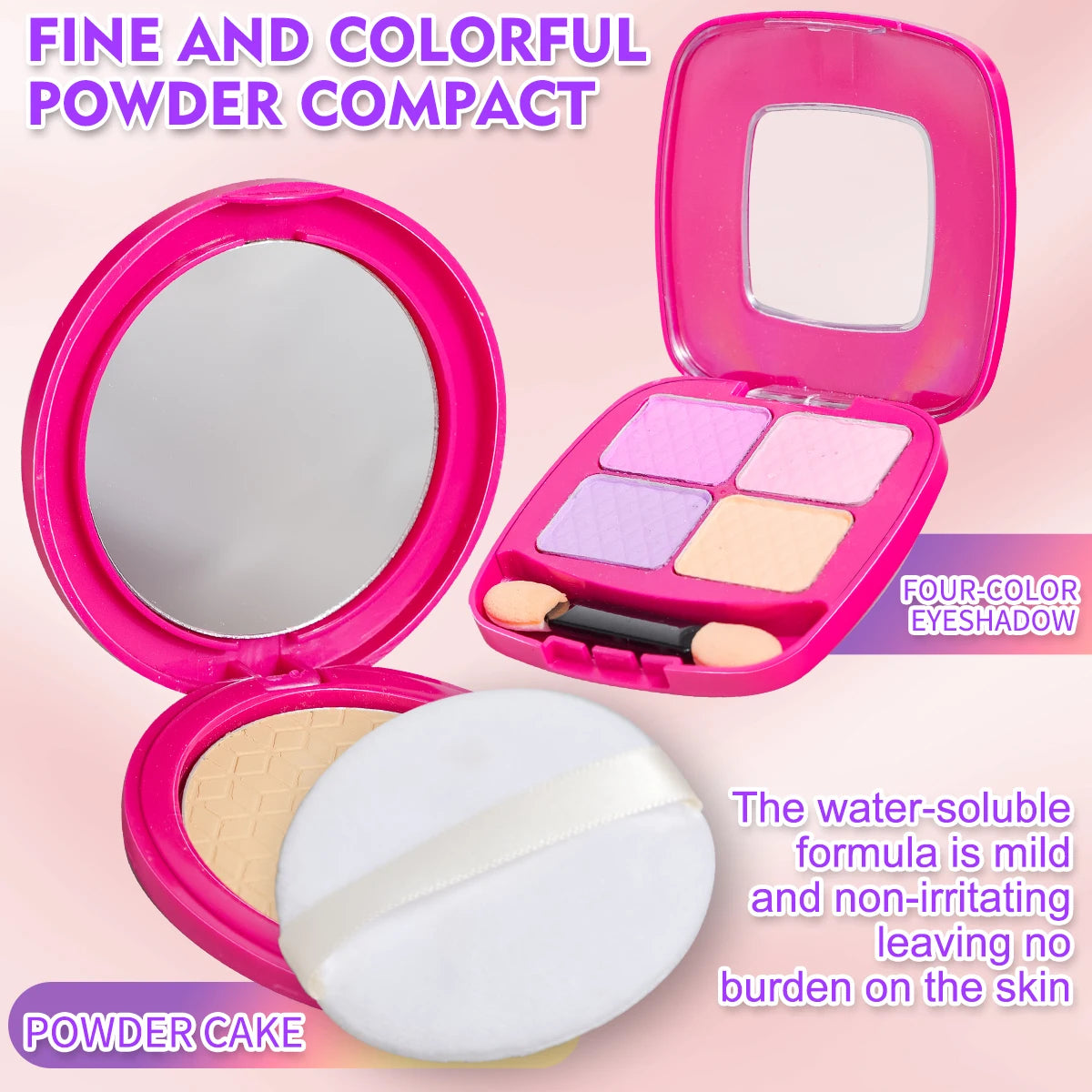 Kids Washable Makeup Kit for Girls - 28 PCS Real Makeup Set for Toddlers Children Princess Dress Up Toys for 3-12 Year Old Girls