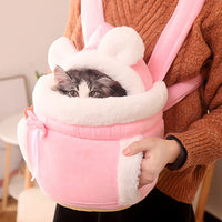 Winter Warm Cat Backpack Soft Cozy Cute Plush Pets Cage All In 1 Style Cat Bag Carrier Bag For Outdoor Travel Pet Accessories