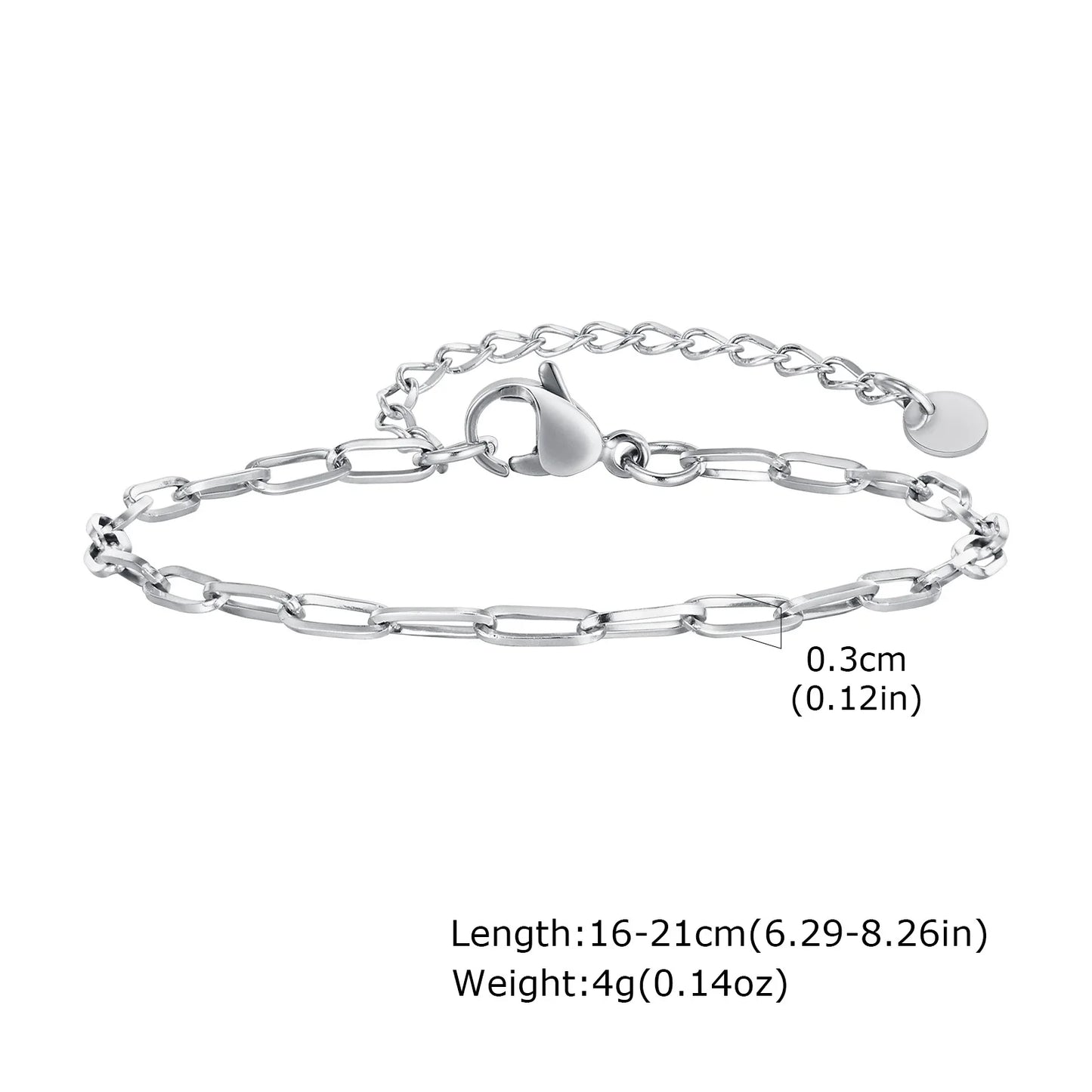 Women Chain Bracelet Silver Color, Stainless Steel Link Stackable Bracelets, Layered Fashion Accessories Gifts
