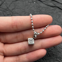 S925 Sterling Silver Retro Old Ring Dice Pendant Necklace European and American Men and Women Niche