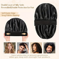 Satin Sleep Cap for Women & Men - Hair Bonnet for Curly Hair, Night Sleep Hat, Adjustable Shower Turban & Nightcap