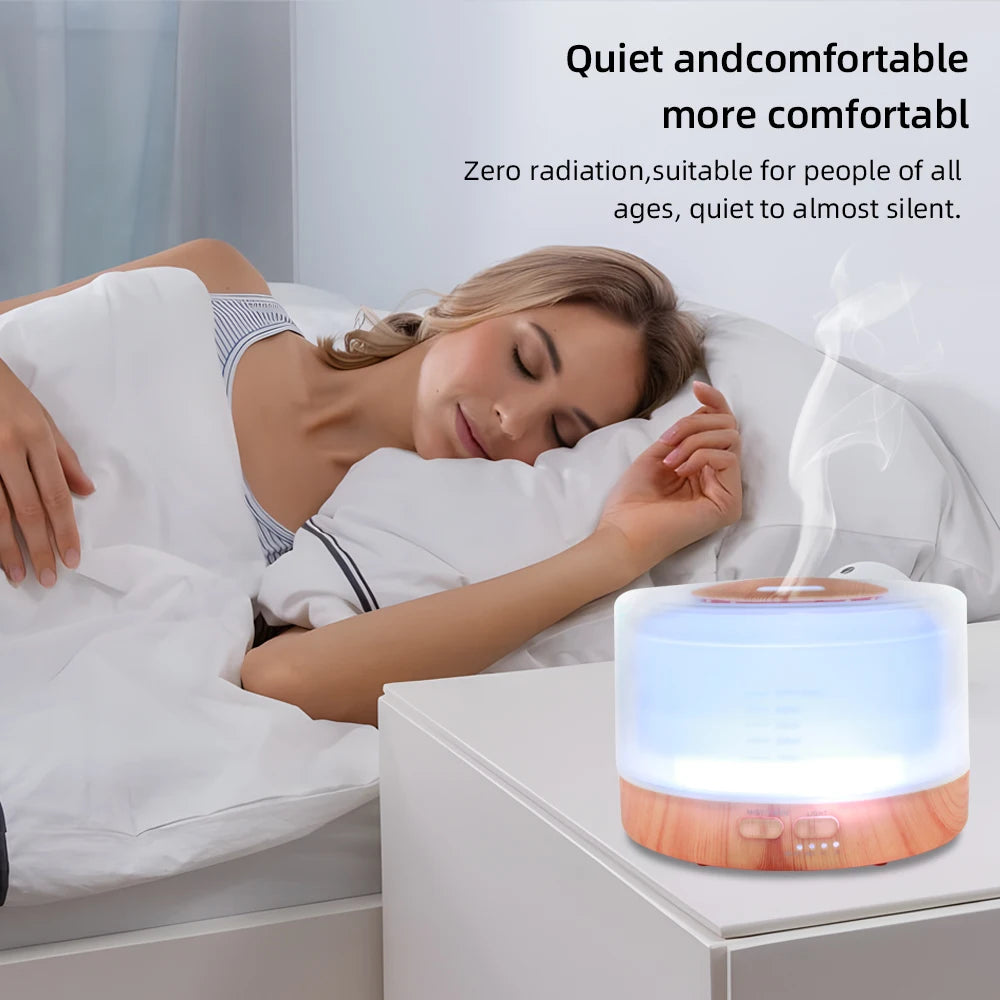 500ml Aromatherapy Essential Oil Diffuser Set with 6 Therapeutic Oils, 7 Color Changing LED Lights, Ultrasonic Cool Mist, Auto S