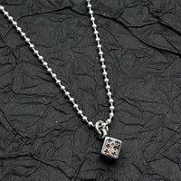 S925 Sterling Silver Retro Old Ring Dice Pendant Necklace European and American Men and Women Niche
