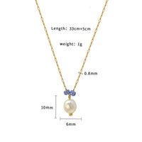 French Baroque Color Fading Blue Stone Pearl Necklace Autumn and Winter 316 Material Necklace Water Drop Female Clavicle Chain