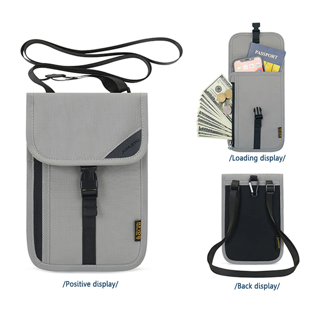 Waterproof Mini Travel Passport Holder Bag RFID ID Credit Card Neck Wallet Anti-theft Pouch Storage Organizer Crossbody Bags