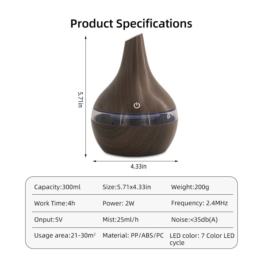 Smart Aromatherapy Humidifier with 7 Mood Lights & Remote - 300ml Large Capacity Diffuser With Silent Night Mode for Home/Office