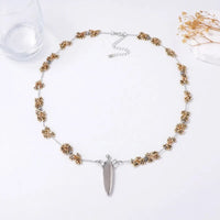 ZA Light Luxury Cold Wind Alloy Water Drop Pendant Unique Flower Chain Necklace Autumn and Winter Women's Models