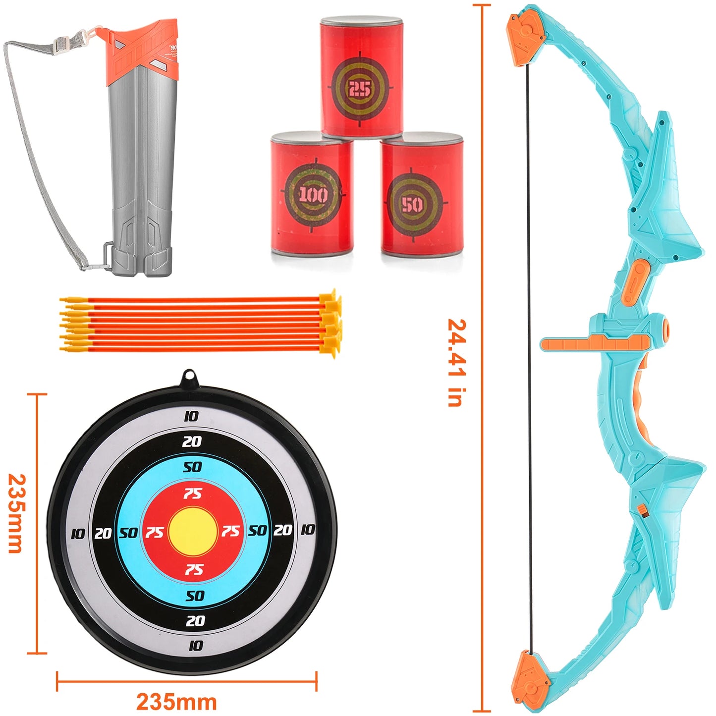 SucceBuy Kids Bow and Arrow Set LED Light Up Archery Toys Set with 10/20 Suction Cup Arrows Target & Quiverfor Kids Ages 4-12