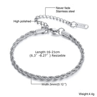 Women Chain Bracelet Silver Color, Stainless Steel Link Stackable Bracelets, Layered Fashion Accessories Gifts