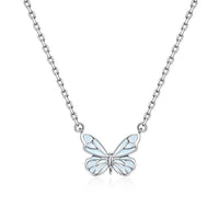 Blue Luminous Butterfly Necklace Bracelet Dainty Butterfly Pendant Necklace Silver Jewellery Set for Lover Friend