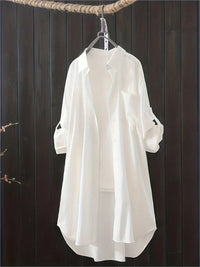 Casual Loose Oversized Shirt Linen Solid Long Shirts Korean Fashion Midi Shirts & Blouses Women Clothing Plus Size Tops