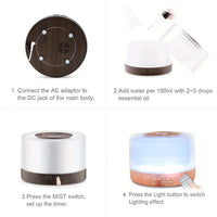 500ml Aromatherapy Essential Oil Diffuser Set with 6 Therapeutic Oils, 7 Color Changing LED Lights, Ultrasonic Cool Mist, Auto S