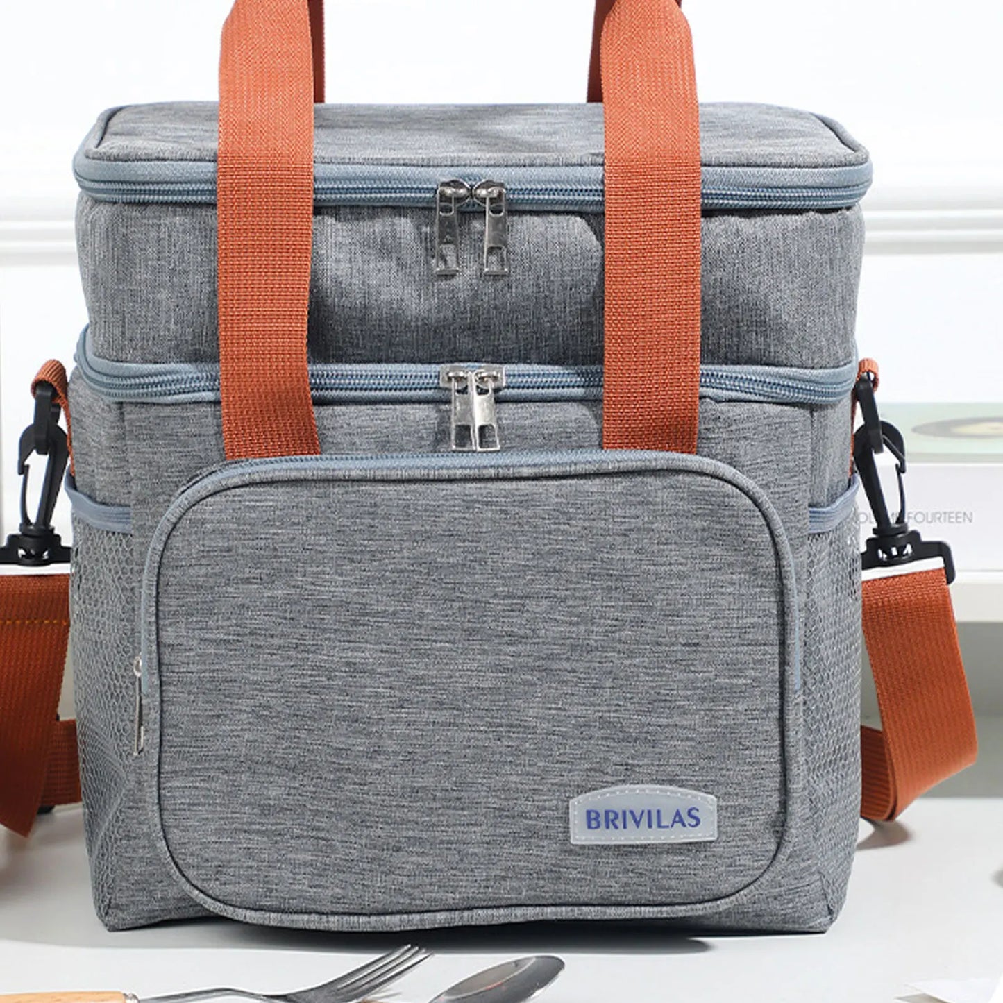 Portable Insulated Lunch Bag with Multiple Pockets Oxford Cloth waterproof Adjustable Lunch Bags for Picinc Outdoor Activities