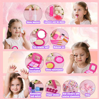 Kids Washable Makeup Kit for Girls - 28 PCS Real Makeup Set for Toddlers Children Princess Dress Up Toys for 3-12 Year Old Girls