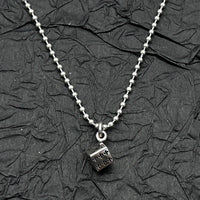 S925 Sterling Silver Retro Old Ring Dice Pendant Necklace European and American Men and Women Niche