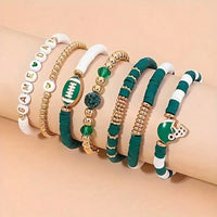 Low allergy football bead stackable bracelet set, perfect for daily wear and gatherings in autumn and winter, girlfriend gift