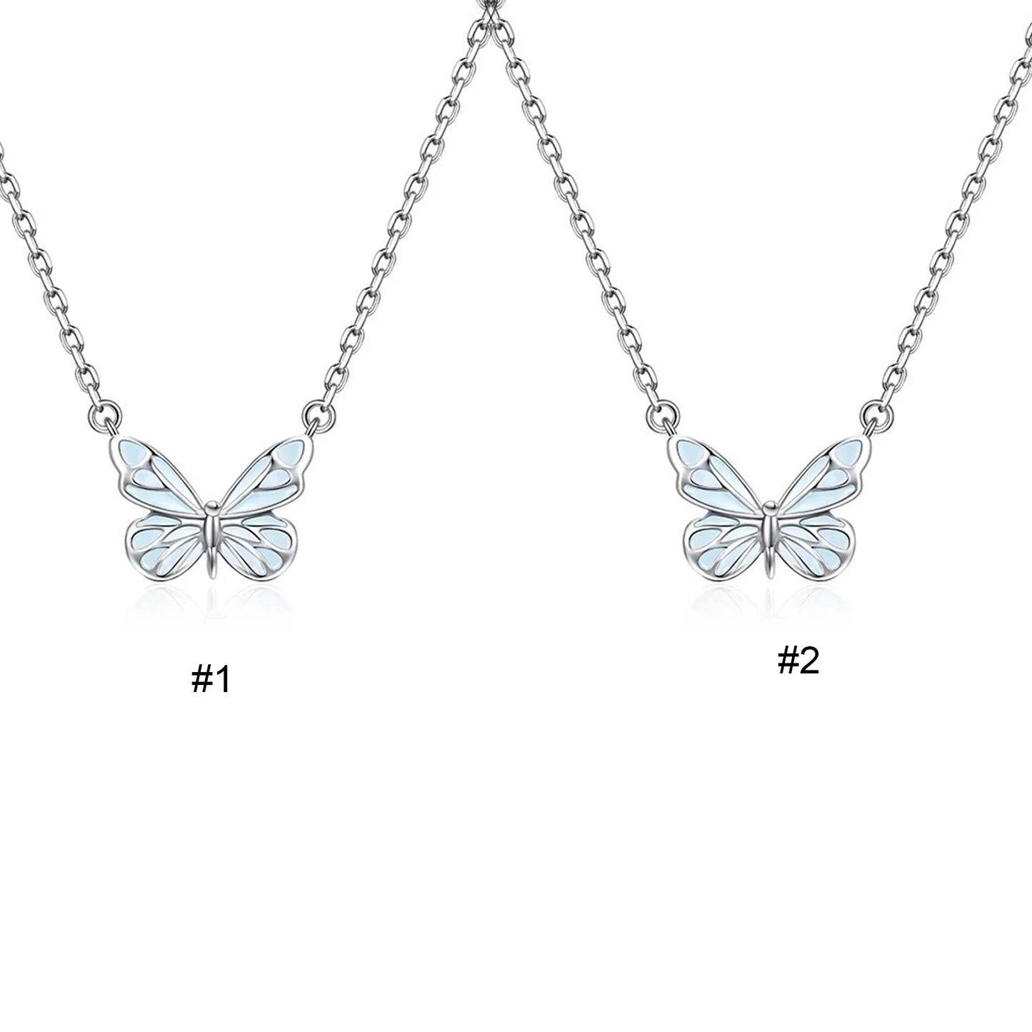 Blue Luminous Butterfly Necklace Bracelet Dainty Butterfly Pendant Necklace Silver Jewellery Set for Lover Friend