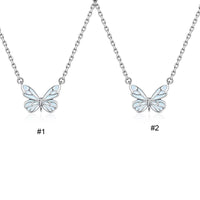 Blue Luminous Butterfly Necklace Bracelet Dainty Butterfly Pendant Necklace Silver Jewellery Set for Lover Friend