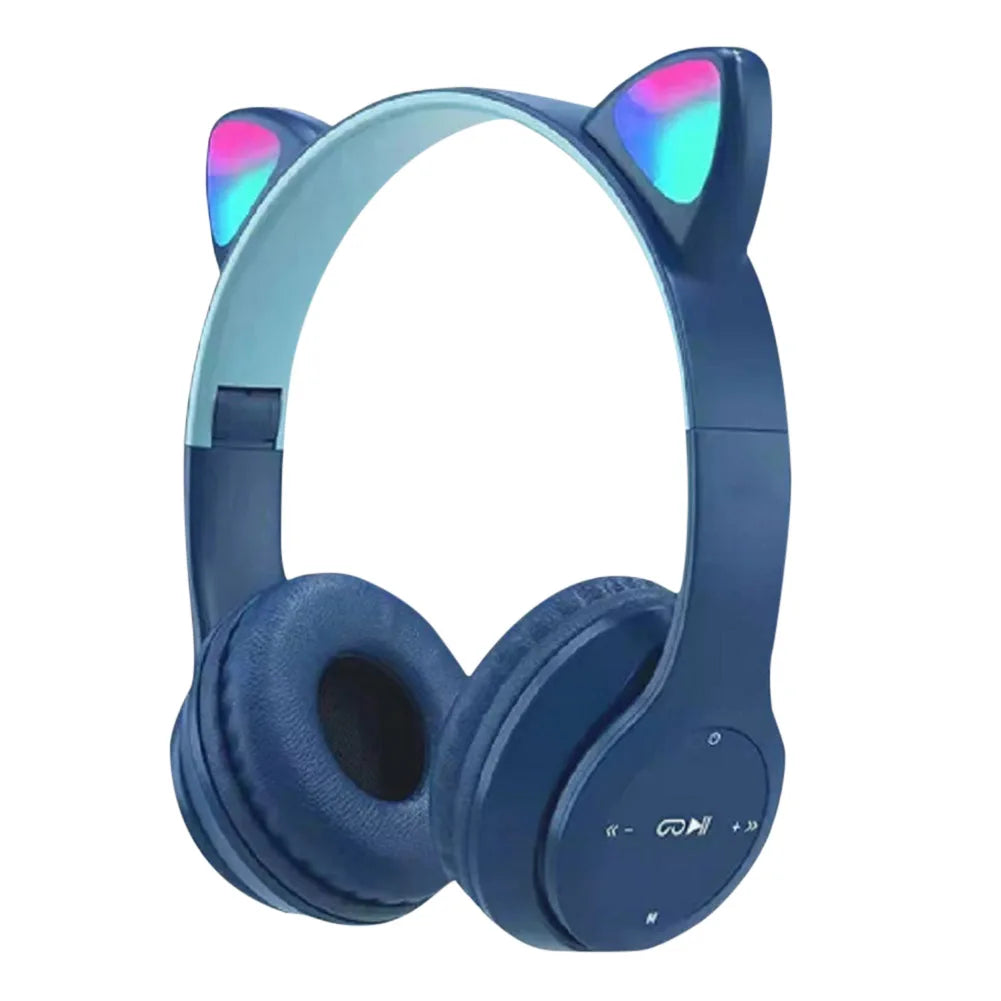 Gaming Headset Glow Light Bluetooth-Compatible Helmets Stereo Bass Over-Ear Headsets Cute Sports Headphones for Kids and Adult
