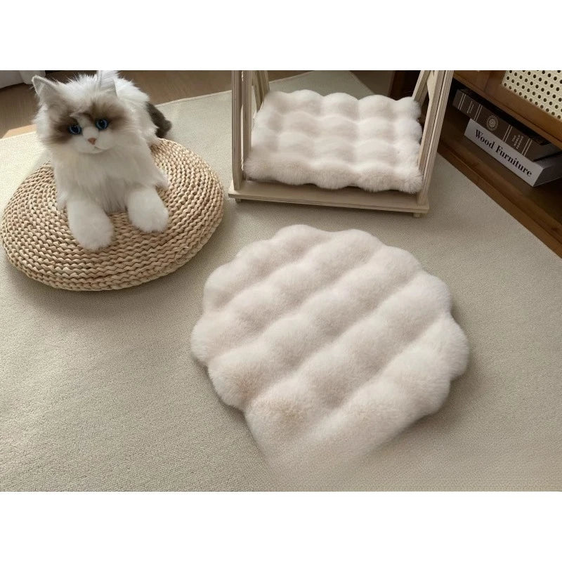 Rabbit Plush Cat Nest Cushion Doghouse Sleep Round Seat Cushion Pet Bed Sleep Wool Pad Autumn and Winter Warm Cat Floor Mat