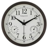 8.75 Inch Antique Bronze Indoor Outdoor Wall Clock with Thermometer Hygrometer Lightweight Durable Quartz Movement Analog Clock