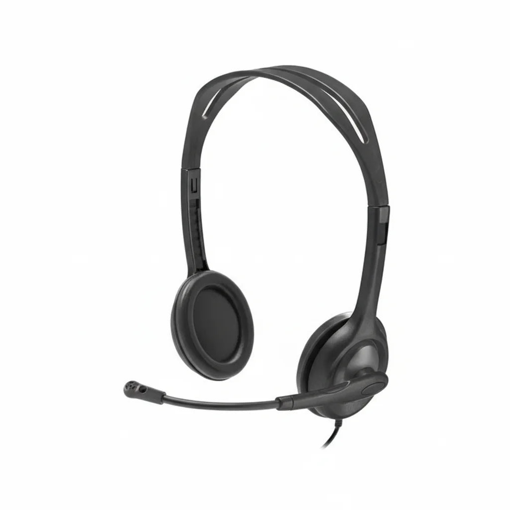 Logitech H111 981-000999 Wired Headset - Black, Graphite - Stereo - 771 Feet Cable - Mini-Phone 35 millimeter - 20 Hertz - 20