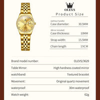 OLEVS 3629 Top Luxury Brand Women Watch Classic Business Calendar Waterproof Luminous Watch Elegant Diamond Women Quartz Watch