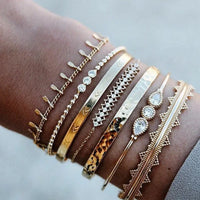 7Pcs/Set Bohemian Heart Beads Bracelets For Women Elegant Crystal Round Pendant Elastic Bracelets Set Fashion Party Jewelry Gift