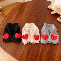 Winter Dog Shirt Heart-shaped Patch Embroidery Sweatshirt Chihuahua Breathable Warm Shirt Puppy Outdoor Clothes Pet Supplies
