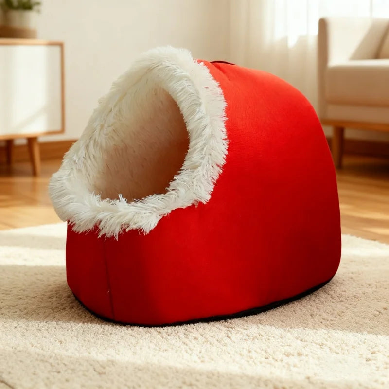 Pet House for Small Dog Cat Bed House Portable Enclosed Plush Pet Kitten Nest Winter Warm Soft Pet Cave Kennel Deep Sleep Sofa