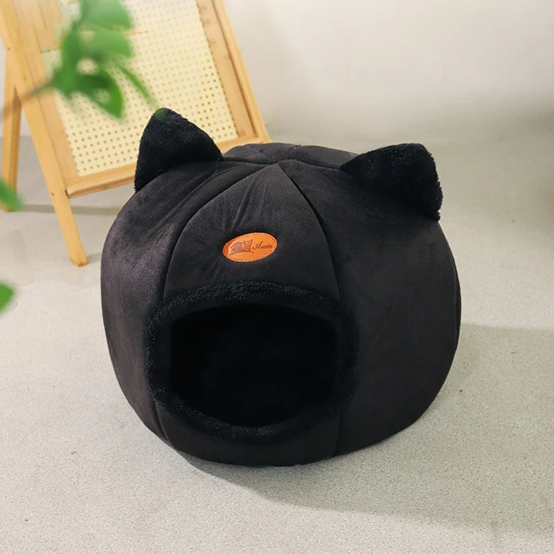 BOOTEELY Black New Deep Sleep Comfortable Winter Cat bed Small mat Basket Puppy House products Pet tent Comfortable Cave