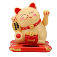 Lucky Cat Wealth Waving Figurines 2.5 inch Solar Powered Cute Cat Crafts Statue for Home/Office/Car Windshield Decor Accessories