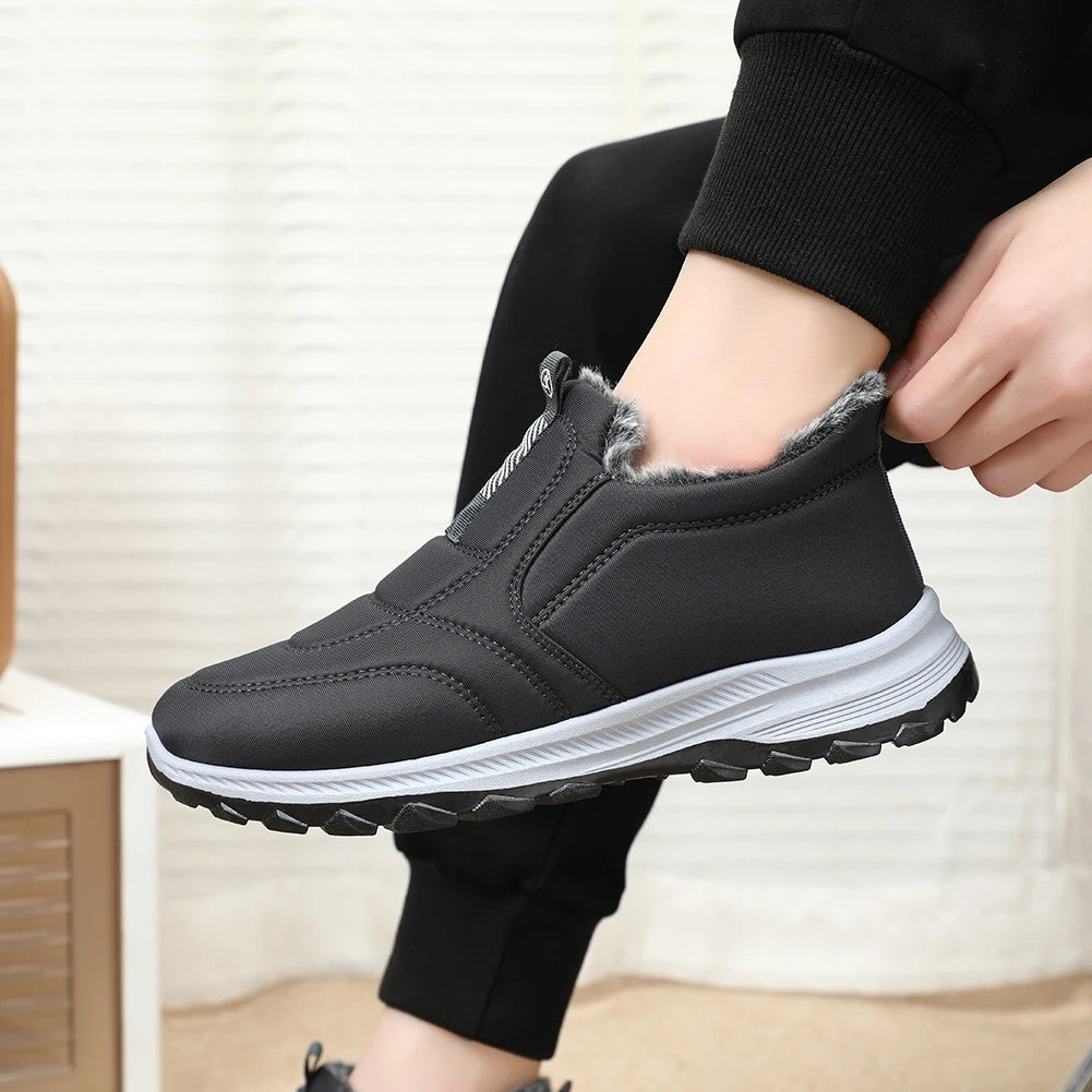 Warm Walking Shoes Lightweight Thermal Ankle Boots Non-slip Slip On Sneakers Winter Thick Fur Shoes for Outdoor Sports